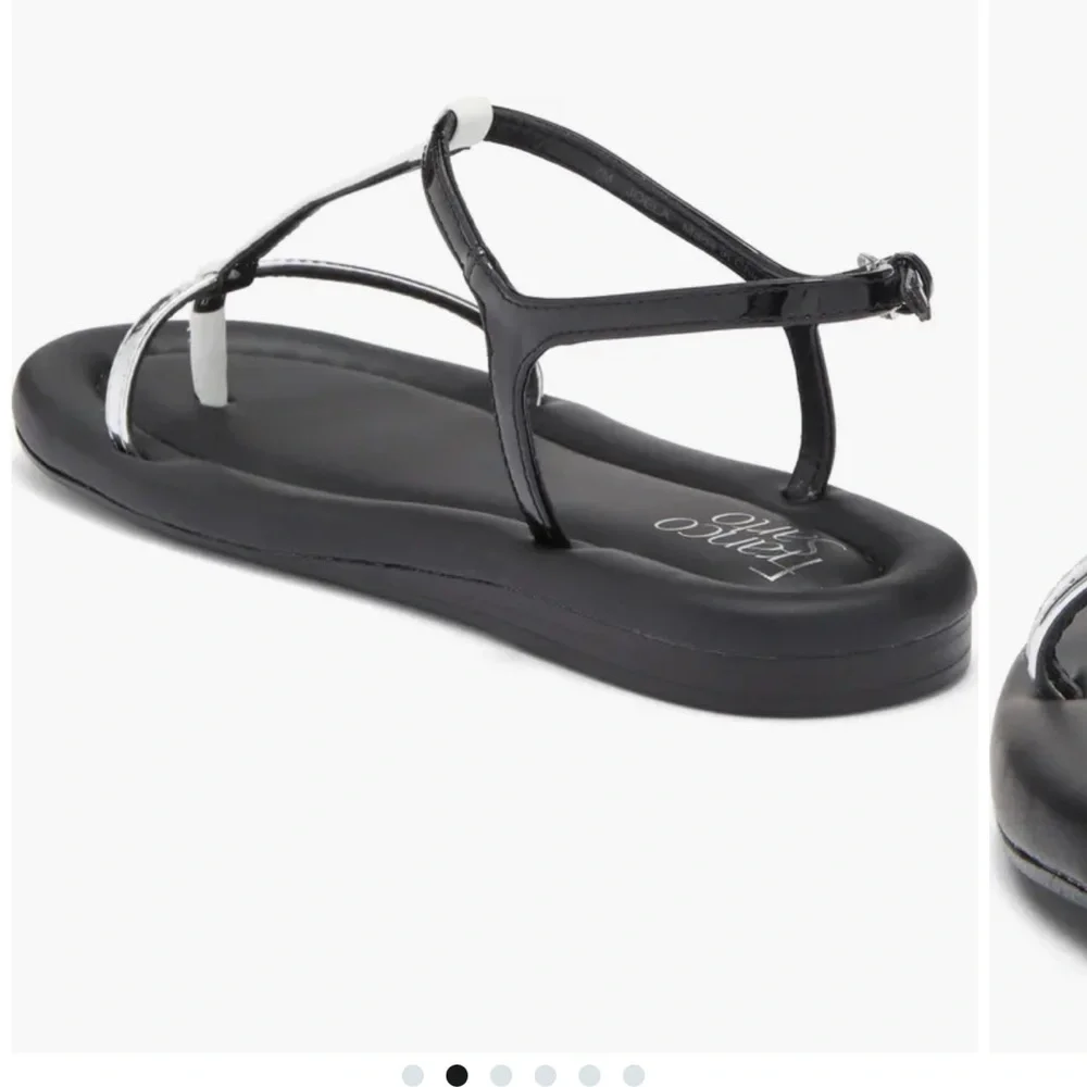 Nordstrom Franco Sarto Joela Black, White Silver Sandals. Cushioned bottom! - Picture 4 of 7